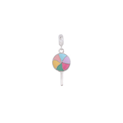 925 Sterling Silver Rhodium Plated Colorspin Candy Pendant For Kids