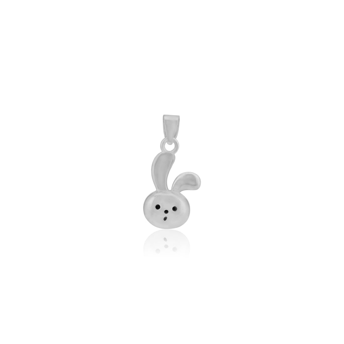 925 Sterling Silver Rhodium Plated Cute Bunny Face Pendant For Kids