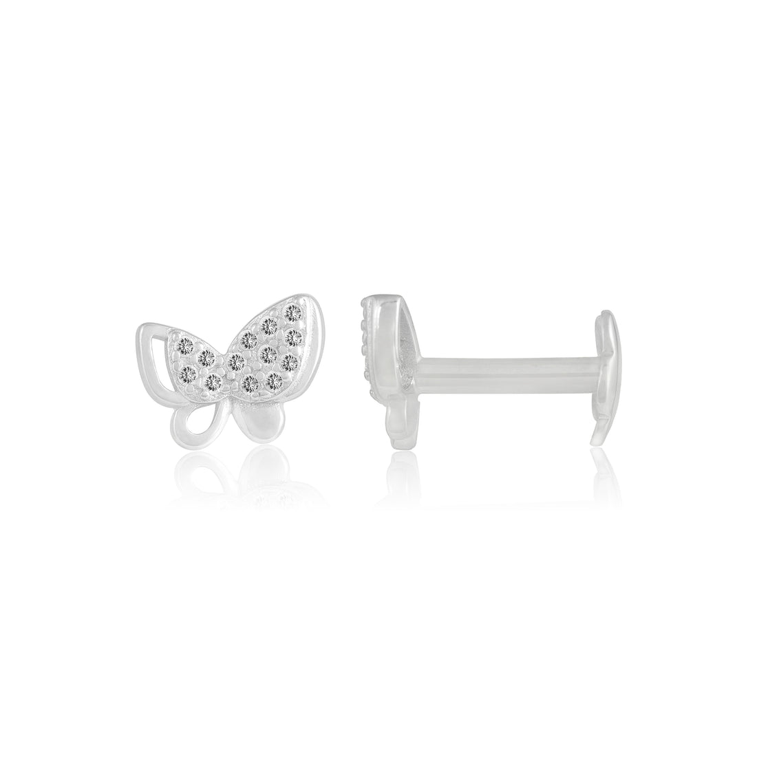 925 Sterling Silver Rhodium Plated Fairy Butterfly Stud For Kids