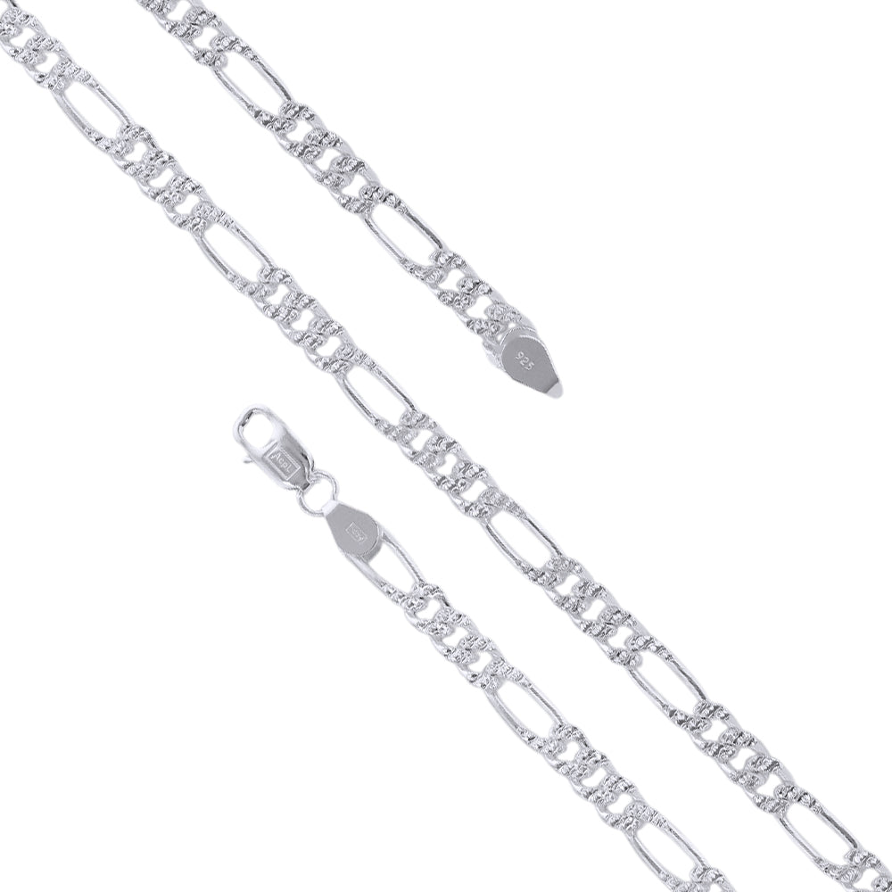 925 Sterling Silver Rhodium Plated Figaro Bracelets For Men