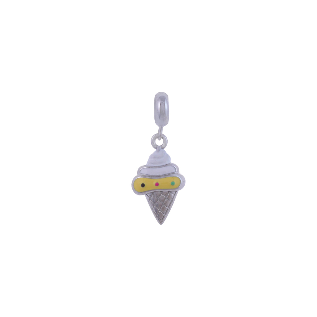 925 Sterling Silver Rhodium Plated Frosty Cone Pendant For Kids