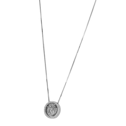 925 Sterling Silver Rhodium Plated Initial N Heart Pendant Chain For Women