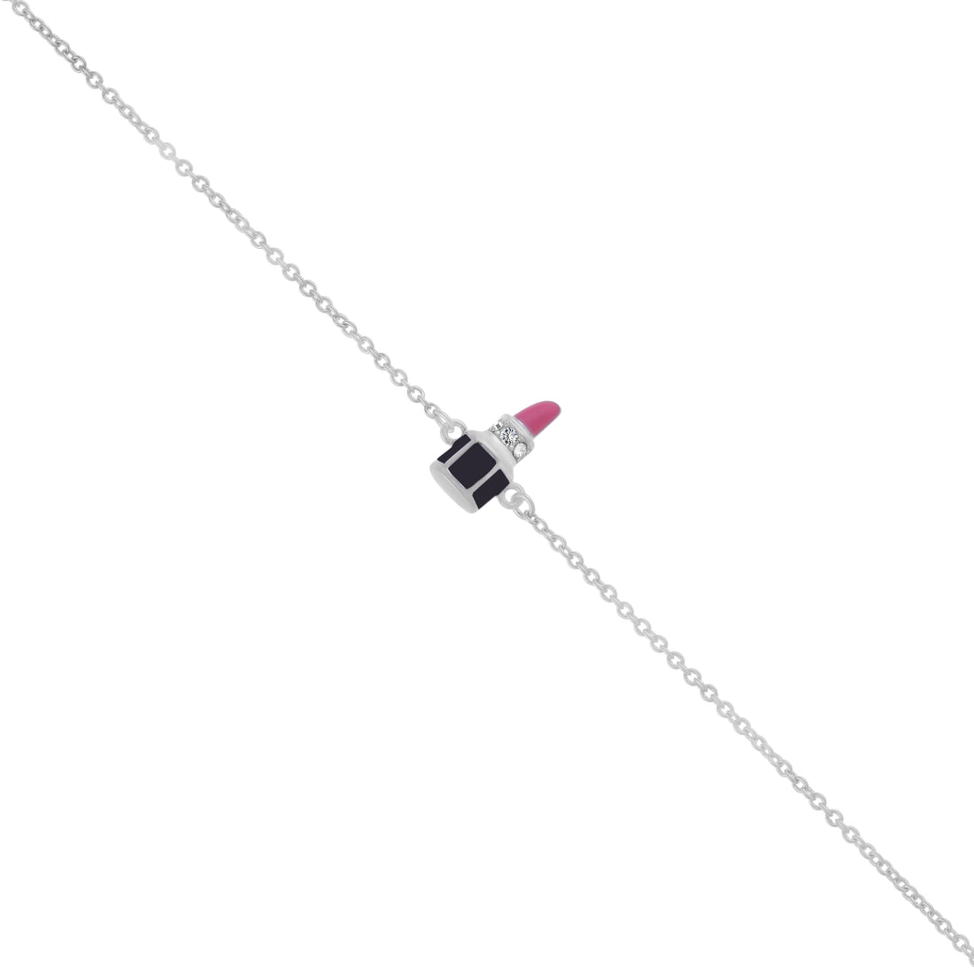 925 Sterling Silver Rhodium Plated Matte Red lipstick Bracelet For Kids