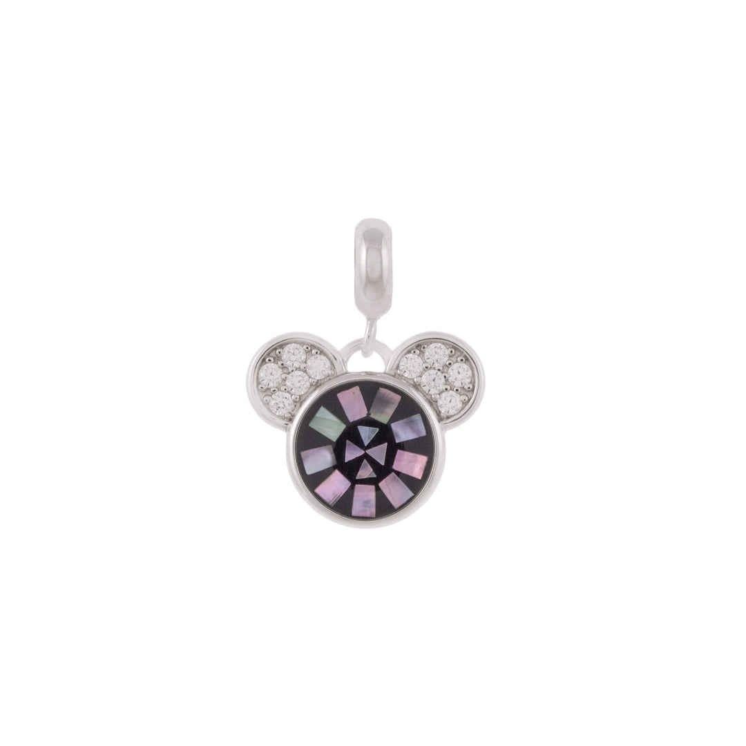 925 Sterling Silver Rhodium Plated Mosaic Mickey Pendant For Kids