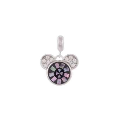925 Sterling Silver Rhodium Plated Mosaic Mickey Pendant For Kids