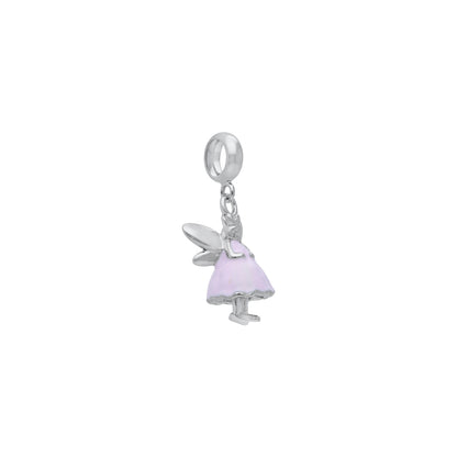925 Sterling Silver Rhodium Plated Pink Fairy Doll Pendant For Kids
