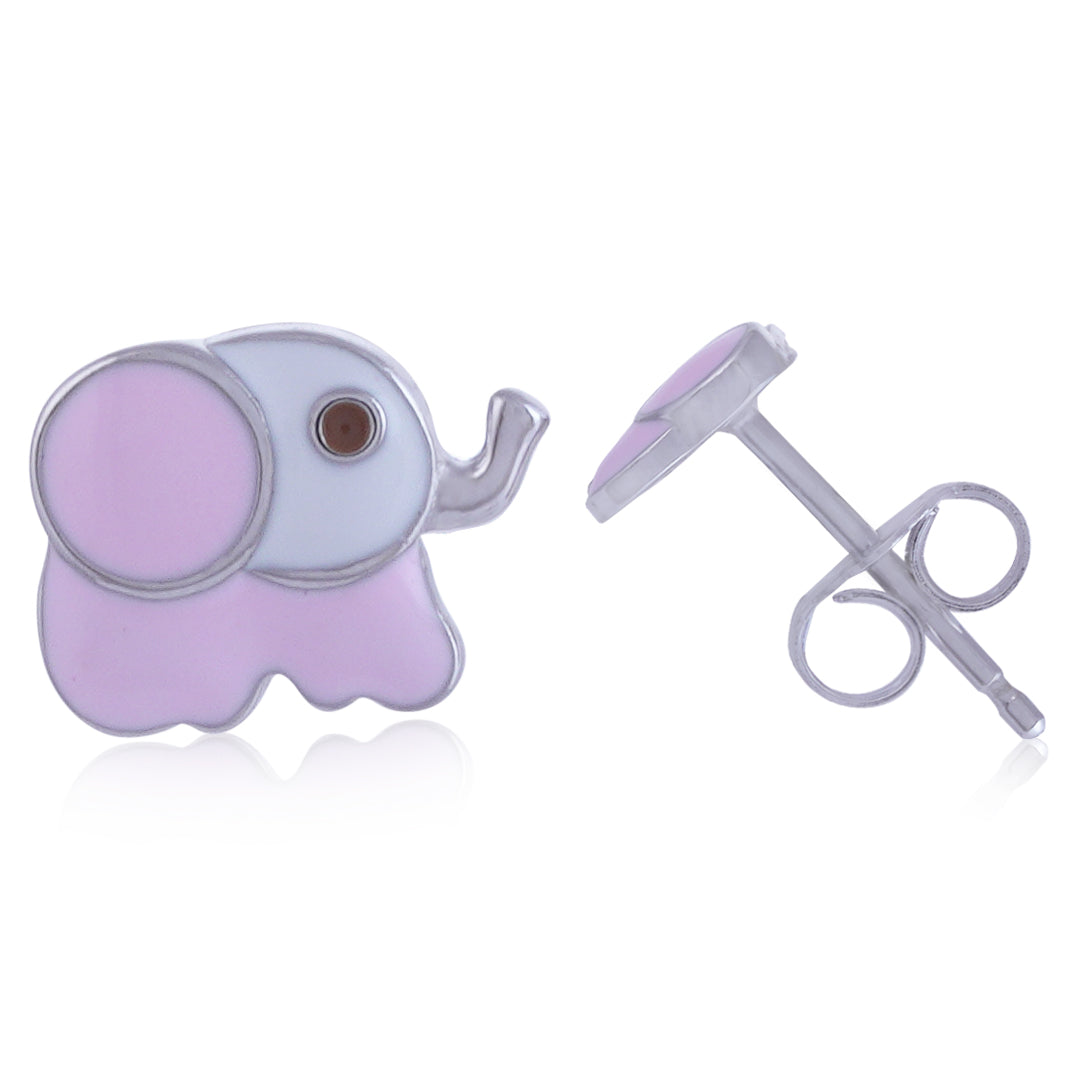 925 Sterling Silver Rhodium Plated Pinkie Trunks Stud For Kids
