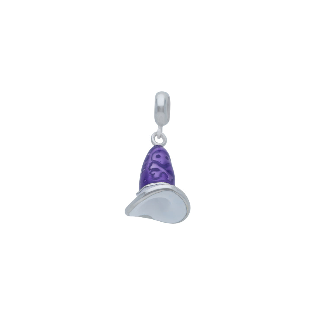 925 Sterling Silver Rhodium Plated Purple Pirate Hat Pendant For Kids