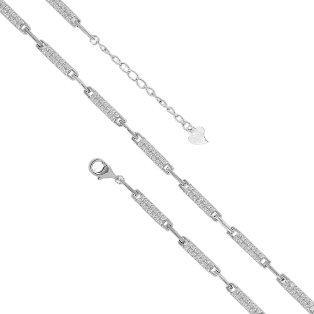 925 Sterling Silver Rhodium Plated Shimmering Tube Cut Bracelets For Kids