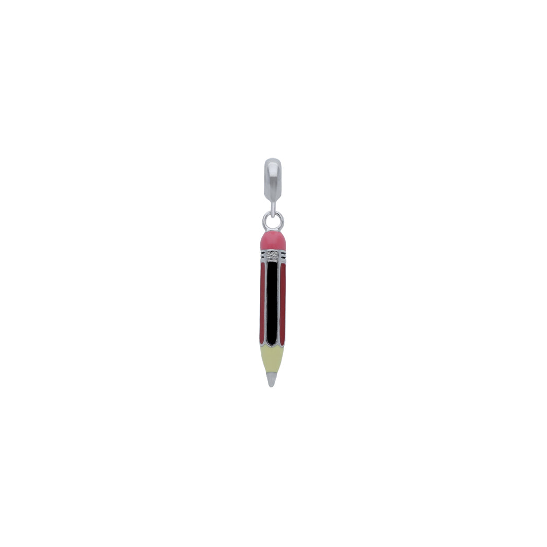 925 Sterling Silver Rhodium Plated Sketch Pencil Pendant For Kids