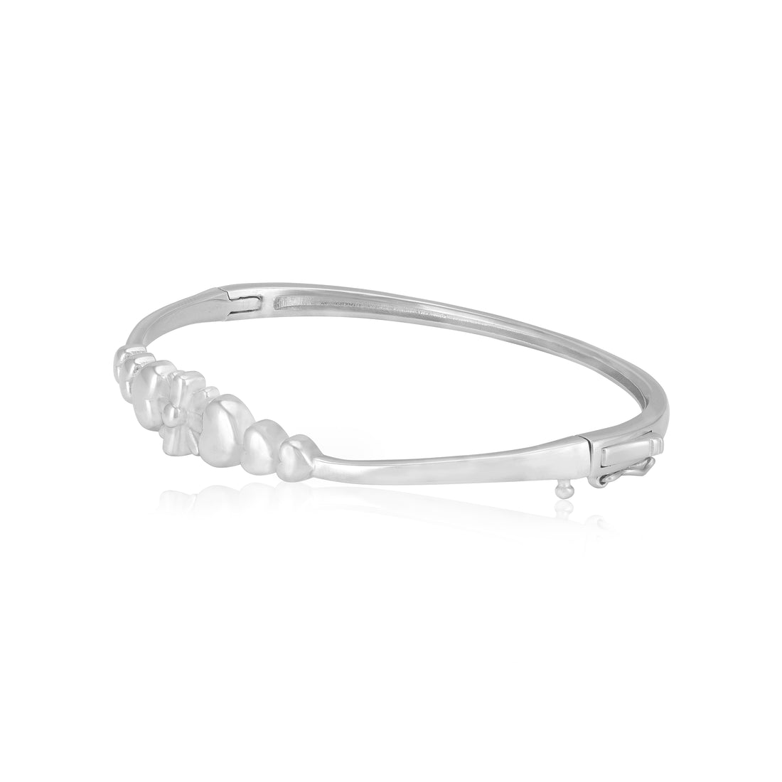 Sterling Silver Rhodium Plated Slender Heart Detail Bracelet for Women