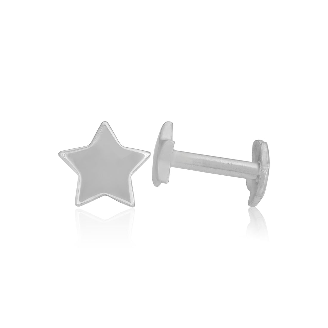 925 Sterling Silver Rhodium Plated Star Shine Stud For Kids