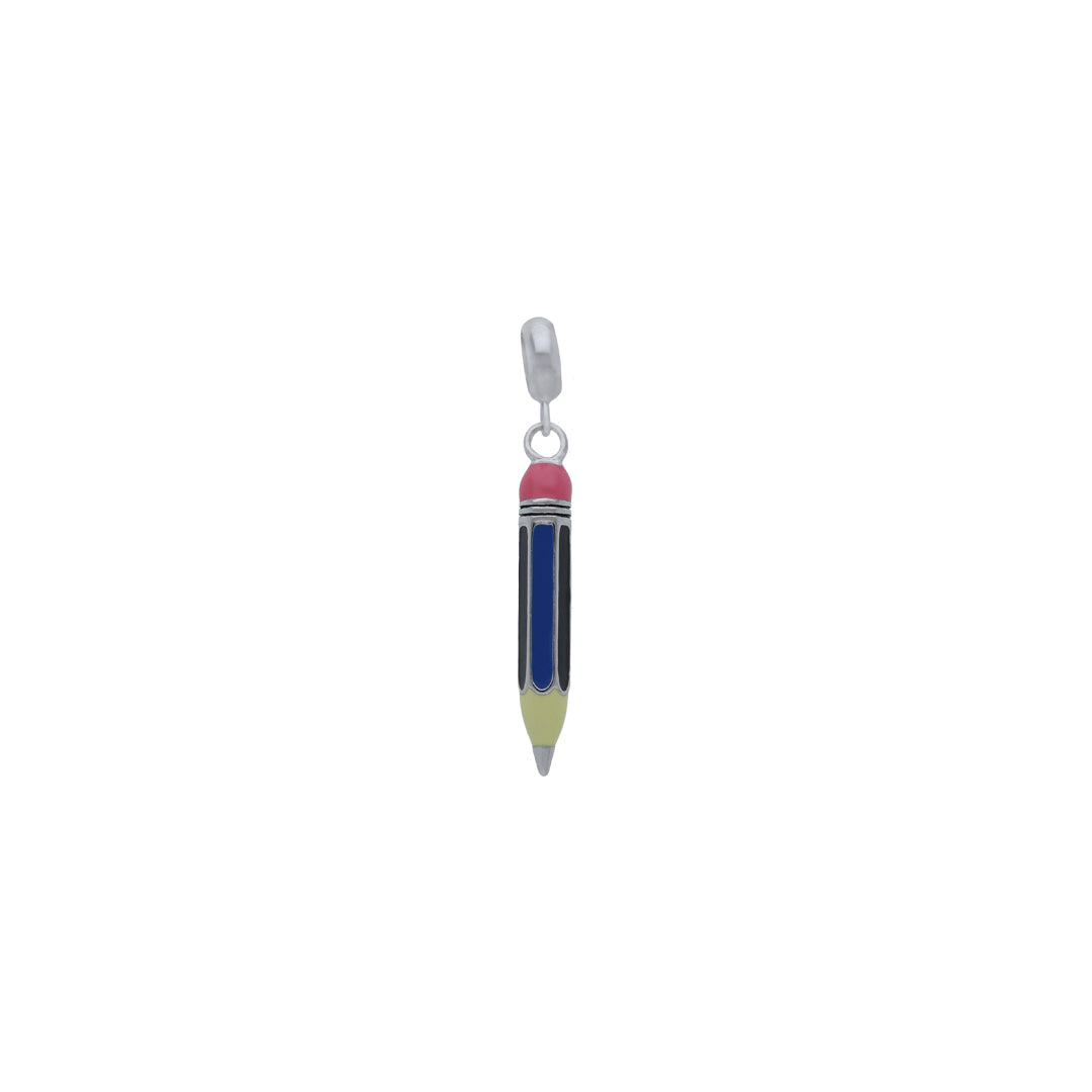 925 Sterling Silver Rhodium Plated Tiny Pencil Pendant For Kids
