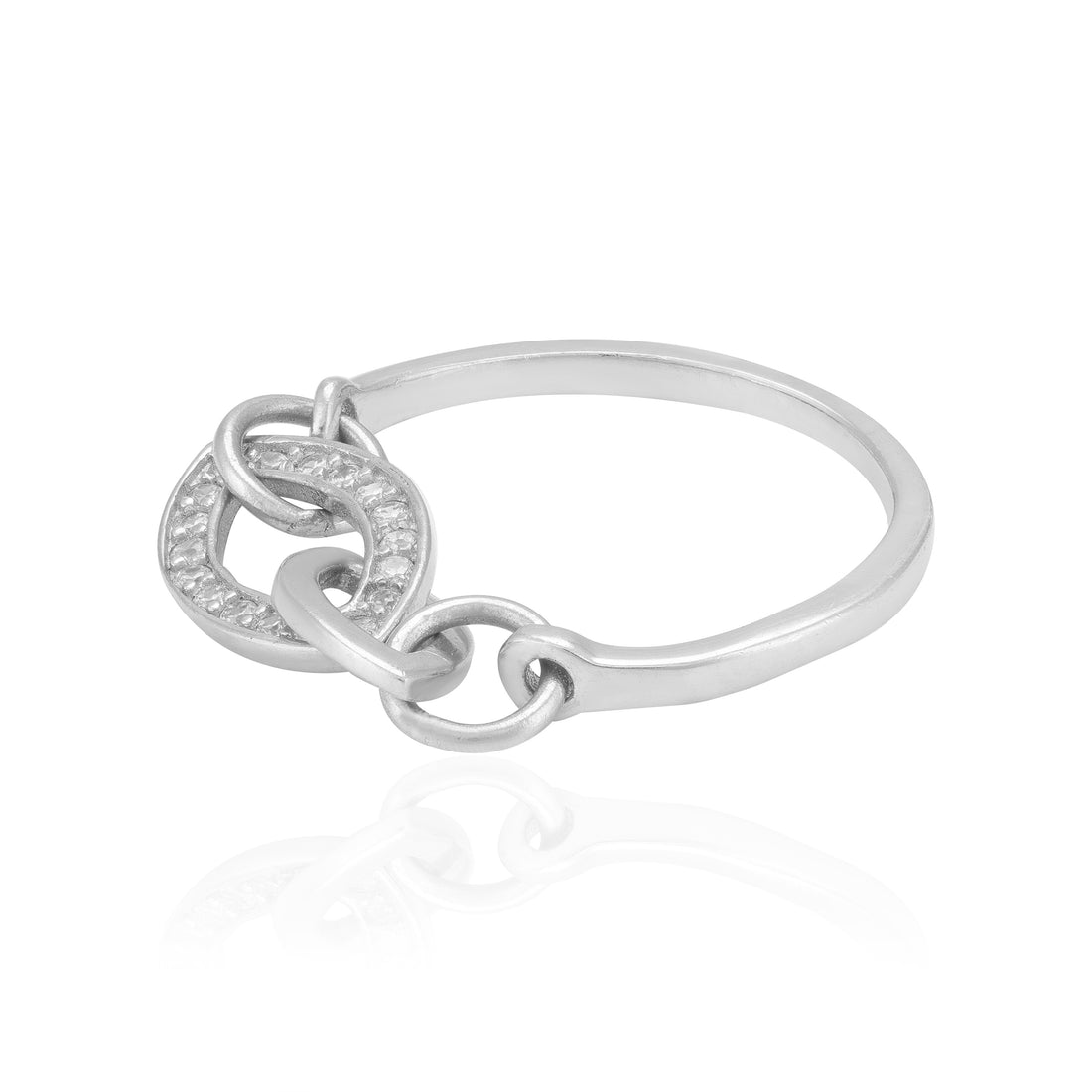 925 Sterling Silver Rhodium Plated Twisted Loop Charm Ring for Women