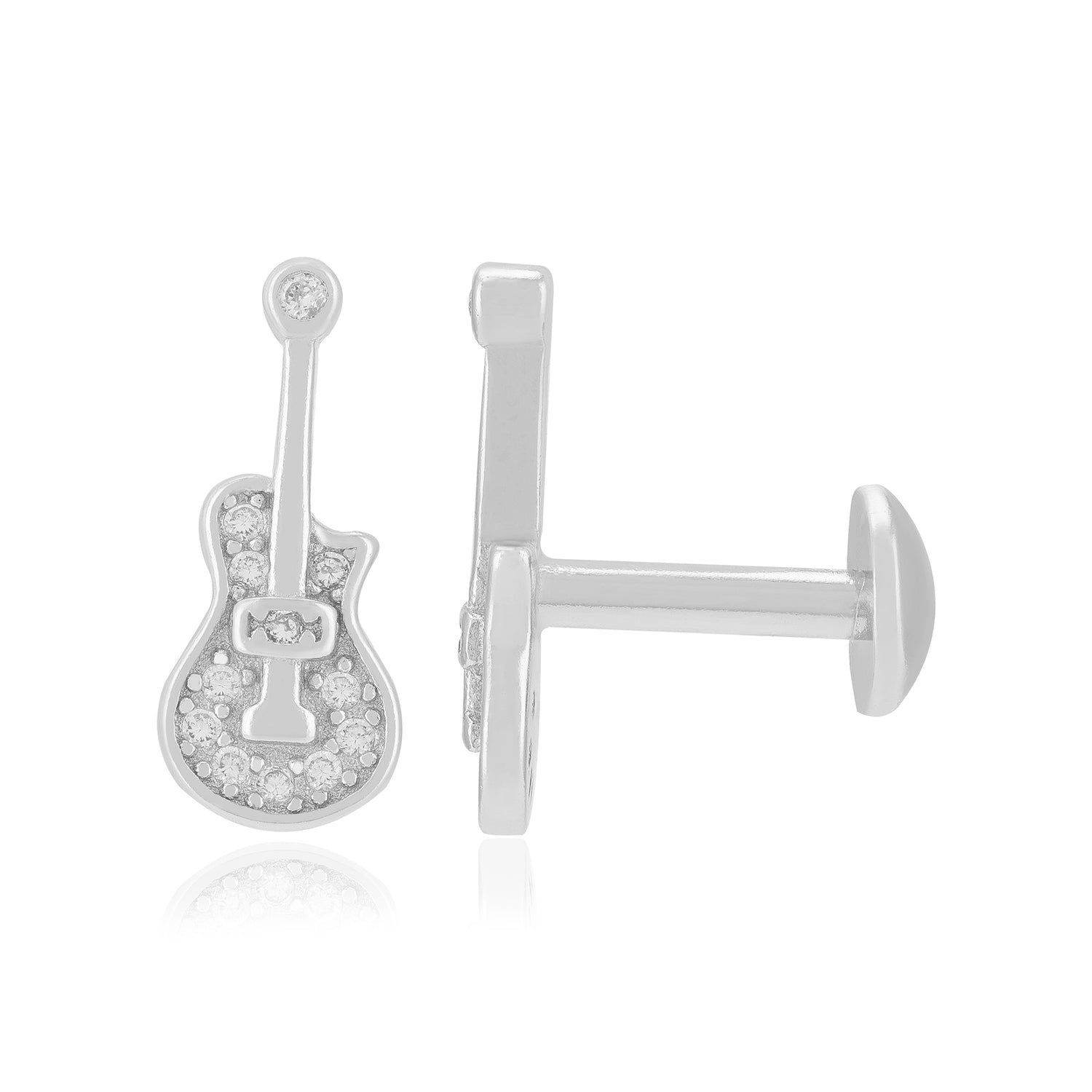 925 Sterling Silver Rhodium Rockin Guitar Inspired Earrings