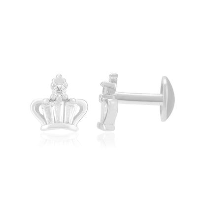 925 Sterling Silver Rhodium Royal Helix Crown Earrings For Women