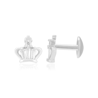 925 Sterling Silver Rhodium Royal Helix Crown Earrings For Women