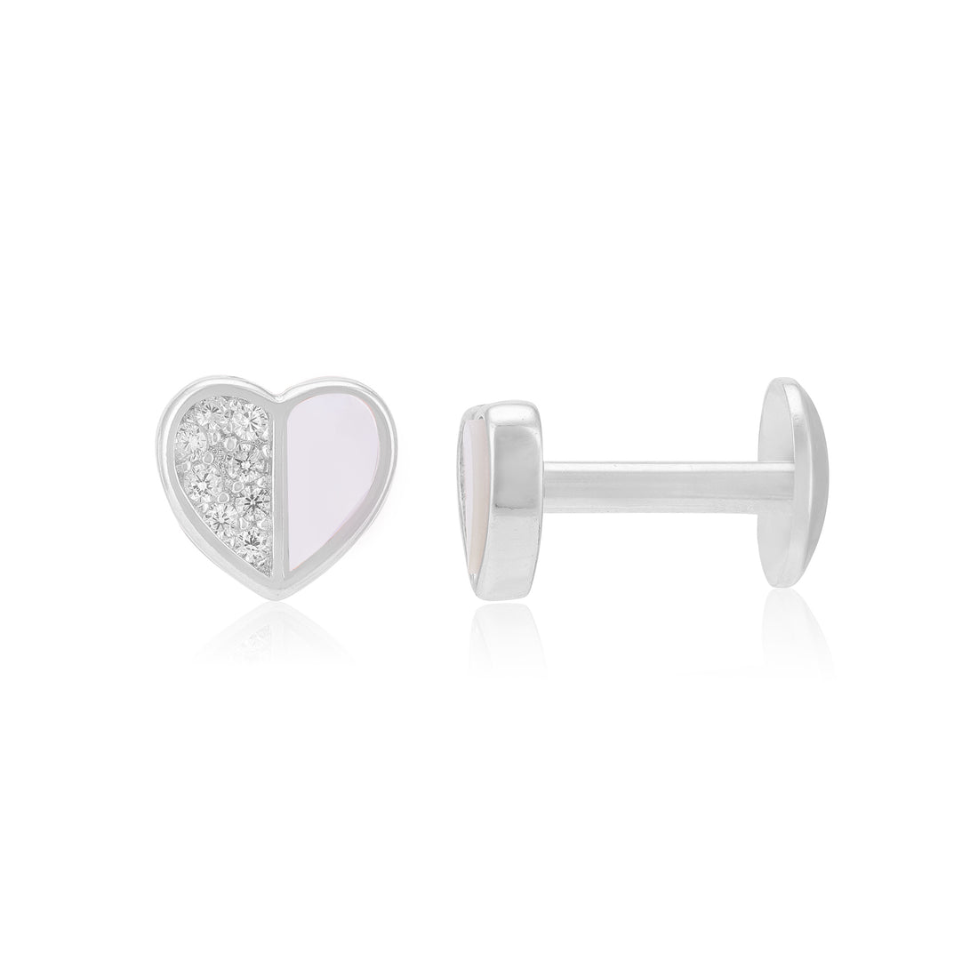 925 Sterling Silver Rhodium Split Heart Earrings For Women