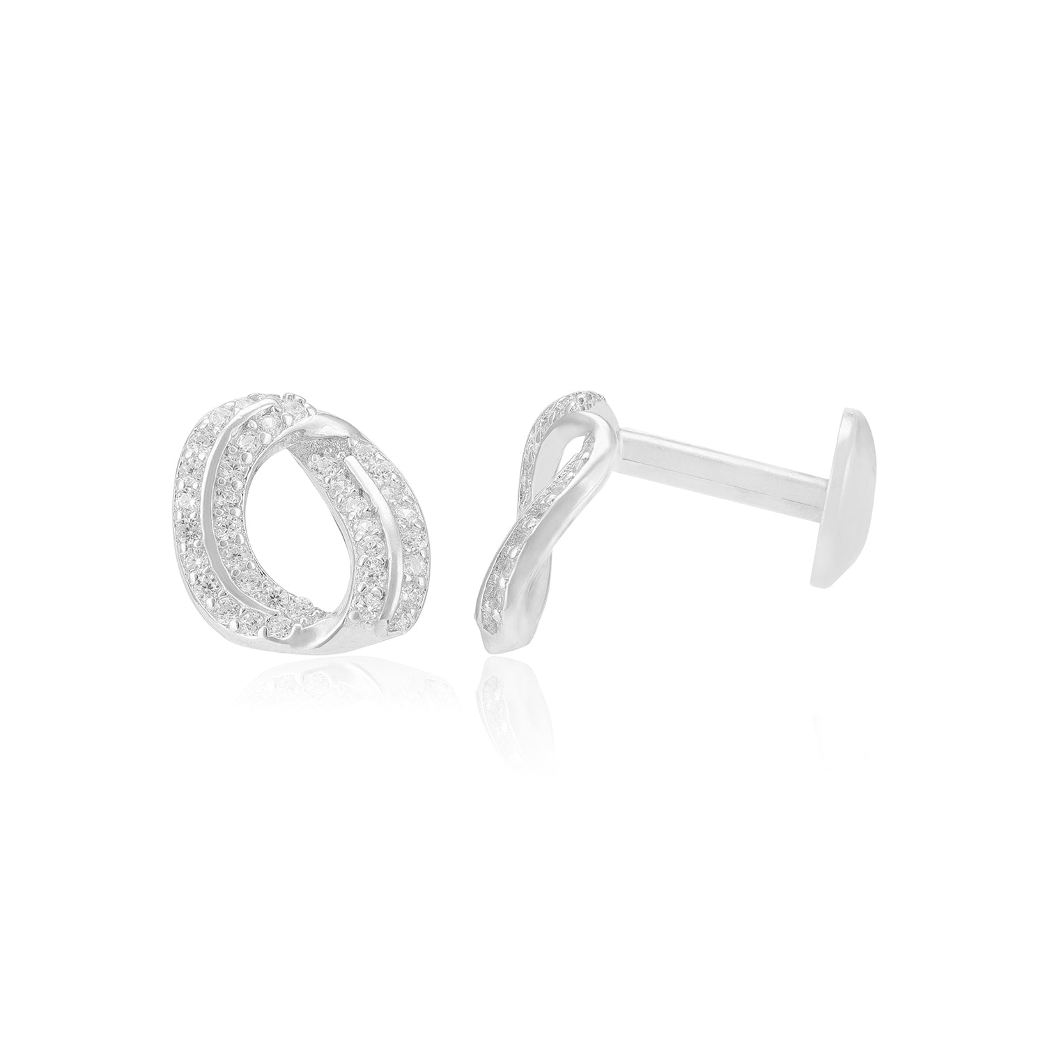 925 Sterling Silver Rhodium Twisted Swirl Earrings For Women