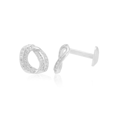 925 Sterling Silver Rhodium Twisted Swirl Earrings For Women
