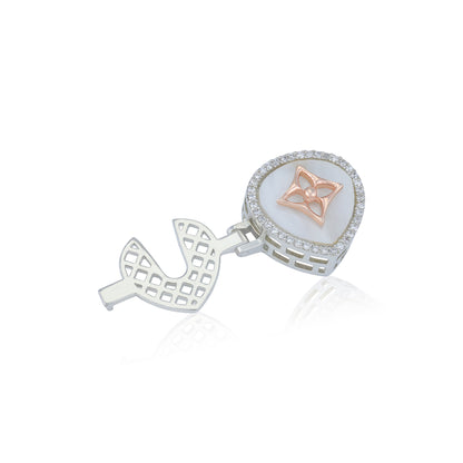 925 Sterling Silver Rose Glow Dainty Halo Dual tone Coat pin for Men