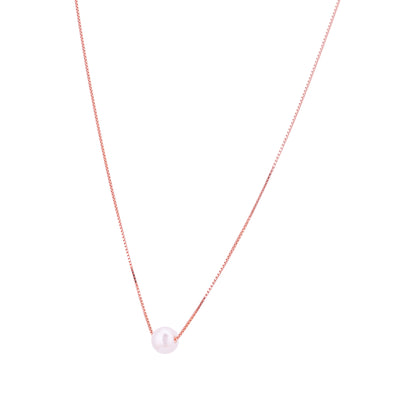 925 Sterling Silver Rose Glow Minimal Pearl Chain  for Women