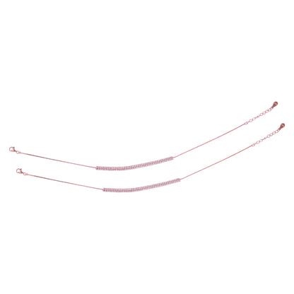 925 Sterling Silver Rose Gold Aurora Row  Anklets For Women