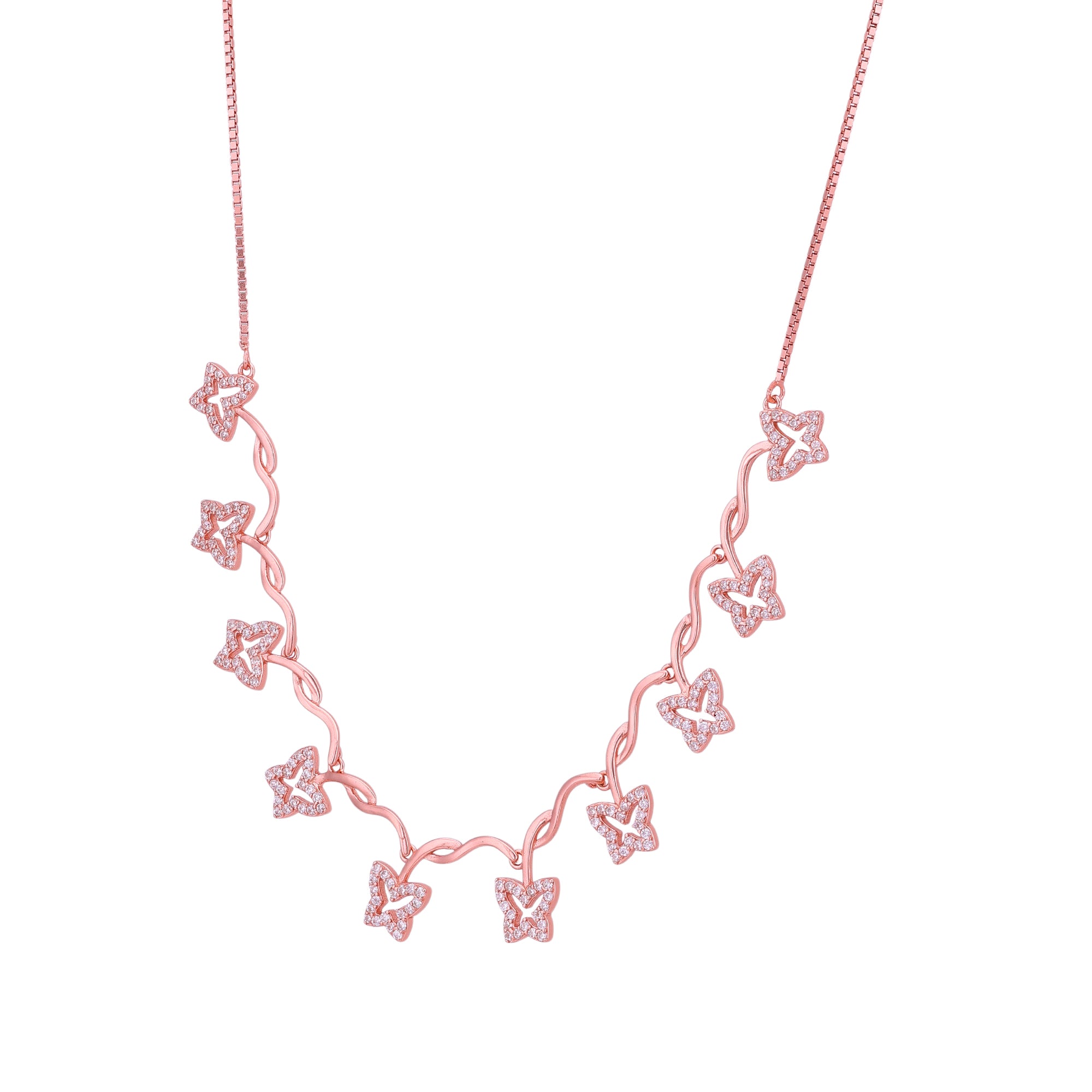 925 Sterling Silver Rose Gold Dotted Starbloom Necklace for Women