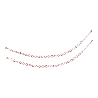 925 Sterling Silver Rose Gold  Eternal Circles Anklets For Women