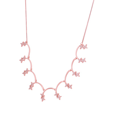 925 Sterling Silver Rose Gold Floating Arc Star Necklace for Women
