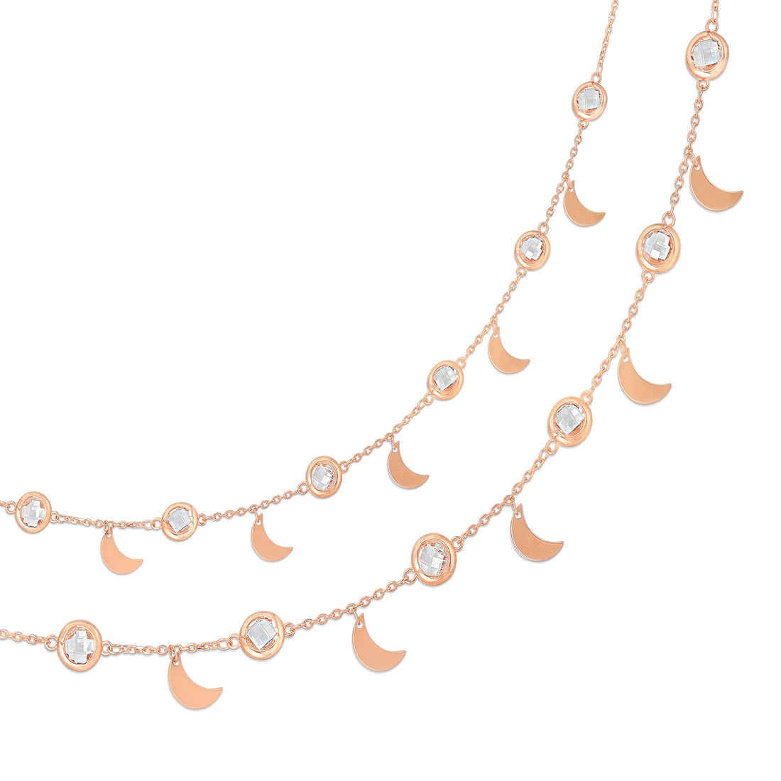 925 Sterling Silver Rose Gold Moon Phase Anklets For Women