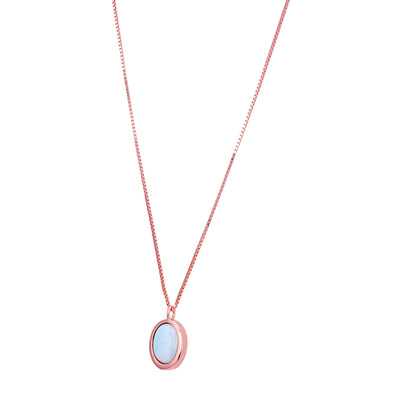 925 Sterling Silver Rose Gold Oval Larimar Pendant for Women