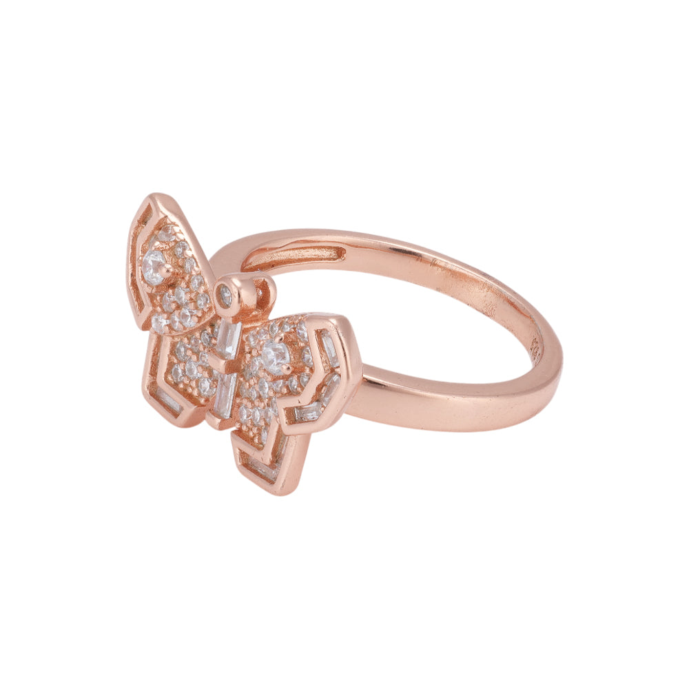 925 Sterling Silver Rose Gold Plated Butterfly Ring for Women
