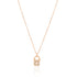 925 Sterling Silver Rose Gold Plated Lock Cuban Chain Pendant For Women