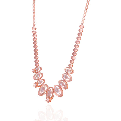 925 Sterling Silver Rose Gold Plated Rosy Horizon Petal Neckalce for Women