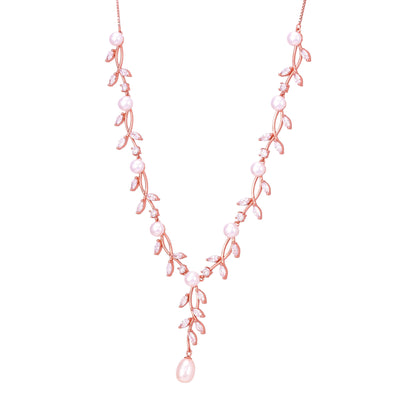 925 Sterling Silver Rose Gold Twin Star Arch Necklace for Women