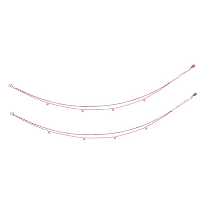 925 Sterling Silver Rose Gold Whispering Celestial Layer Anklets For Women