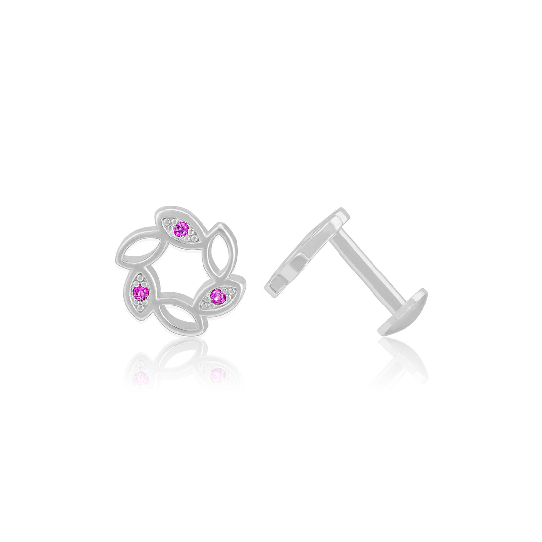 925 Sterling Silver Rosette Circle Rhodium Plated Earrings For Women
