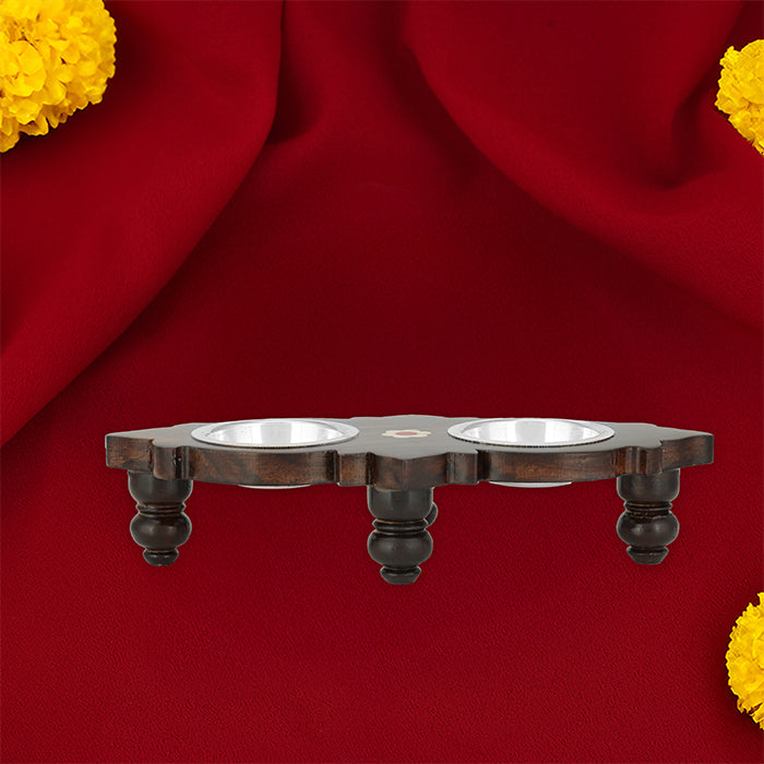 925 Sterling Silver Rosewood Kumkum Haldi Holder For Rituals Online Shopping