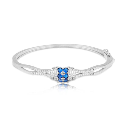 925 Sterling Silver Royal Blue Cluster Criss-Cross Encrusted Bracelet for Women