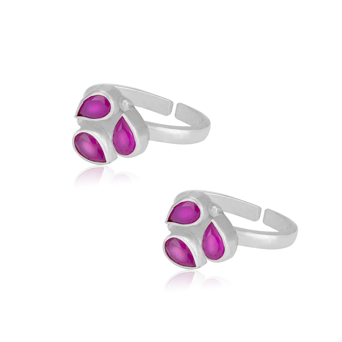 925 Sterling Silver Ruby Cocktail Oxidised Toe Ring For Women