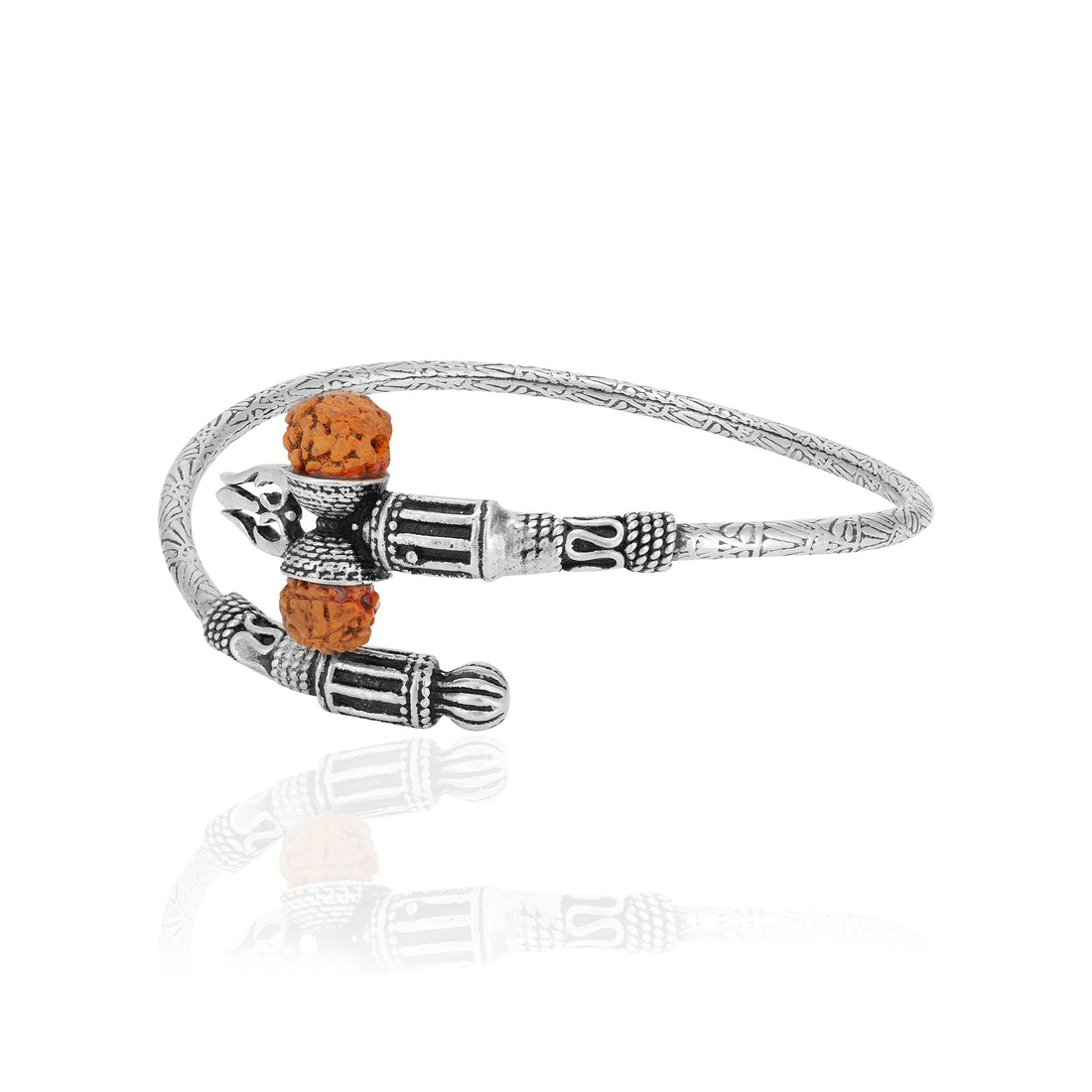 925 Sterling Silver Rudraksha Shivan Trishul Oxidised Bracelet for Men