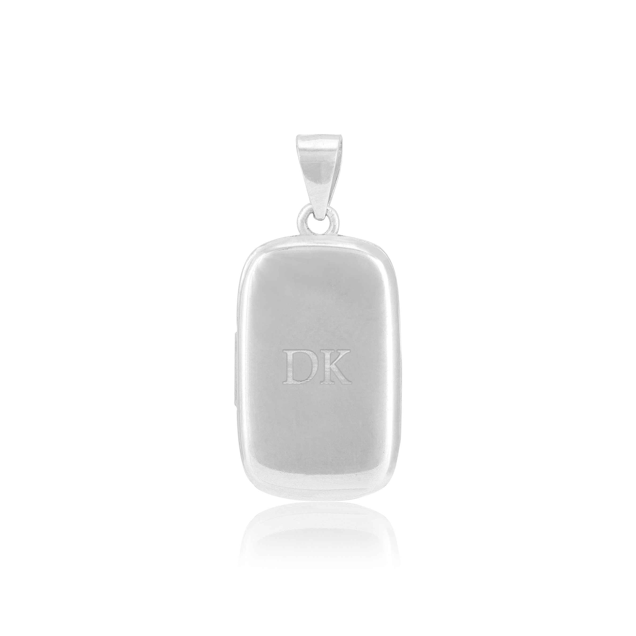925 Sterling Silver Secret Slate Engravable Rhodium Plated Pendant
