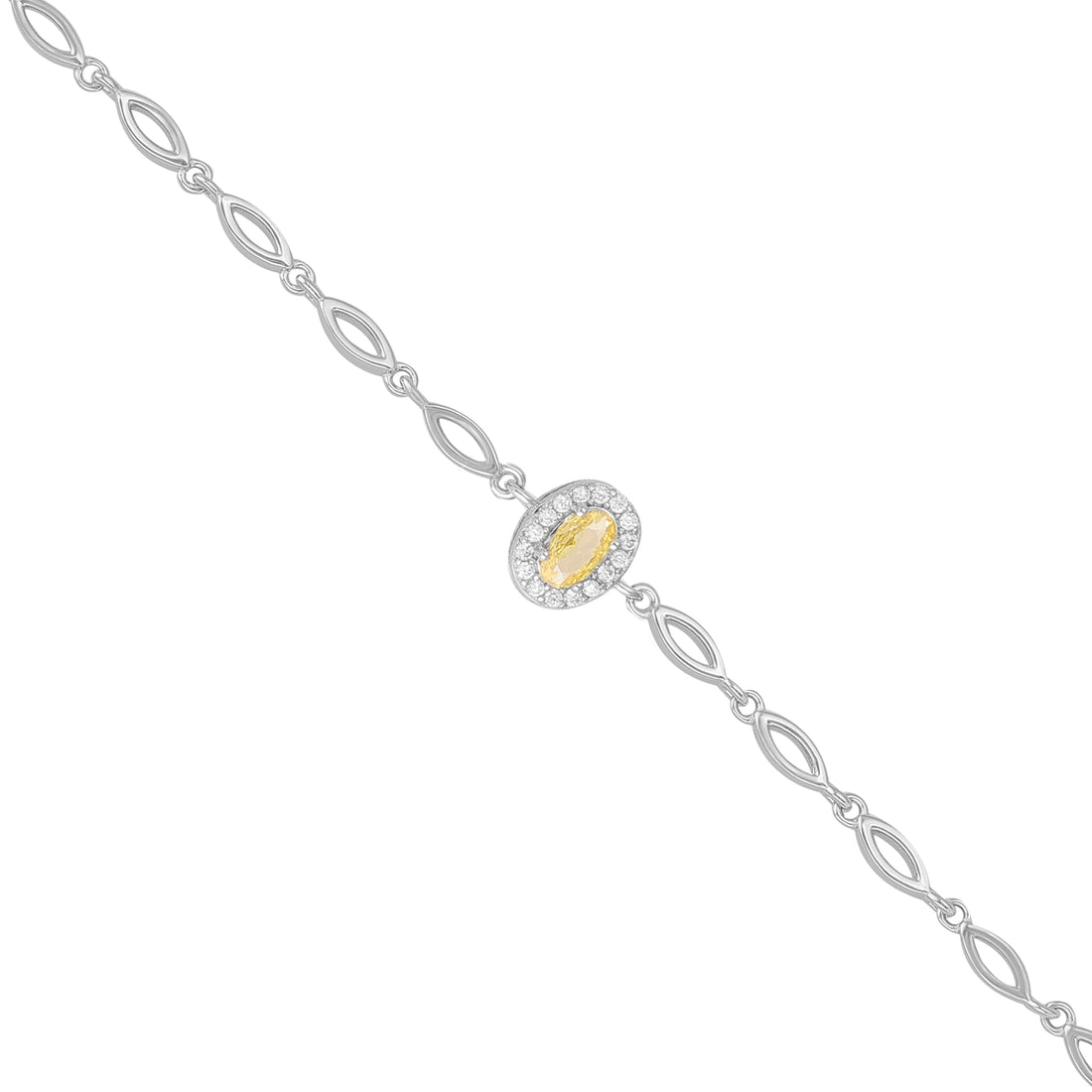 925 Sterling Silver September Month Oval Citrine Birthstone Bracelet For Women