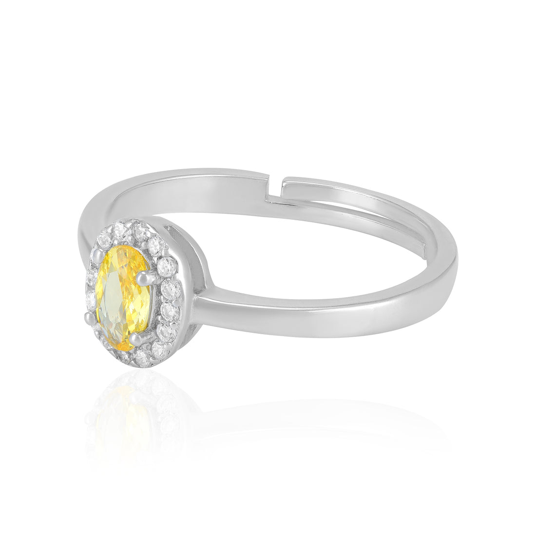 Sterling Silver September Month Oval Citrine Birthstone Ring For Women