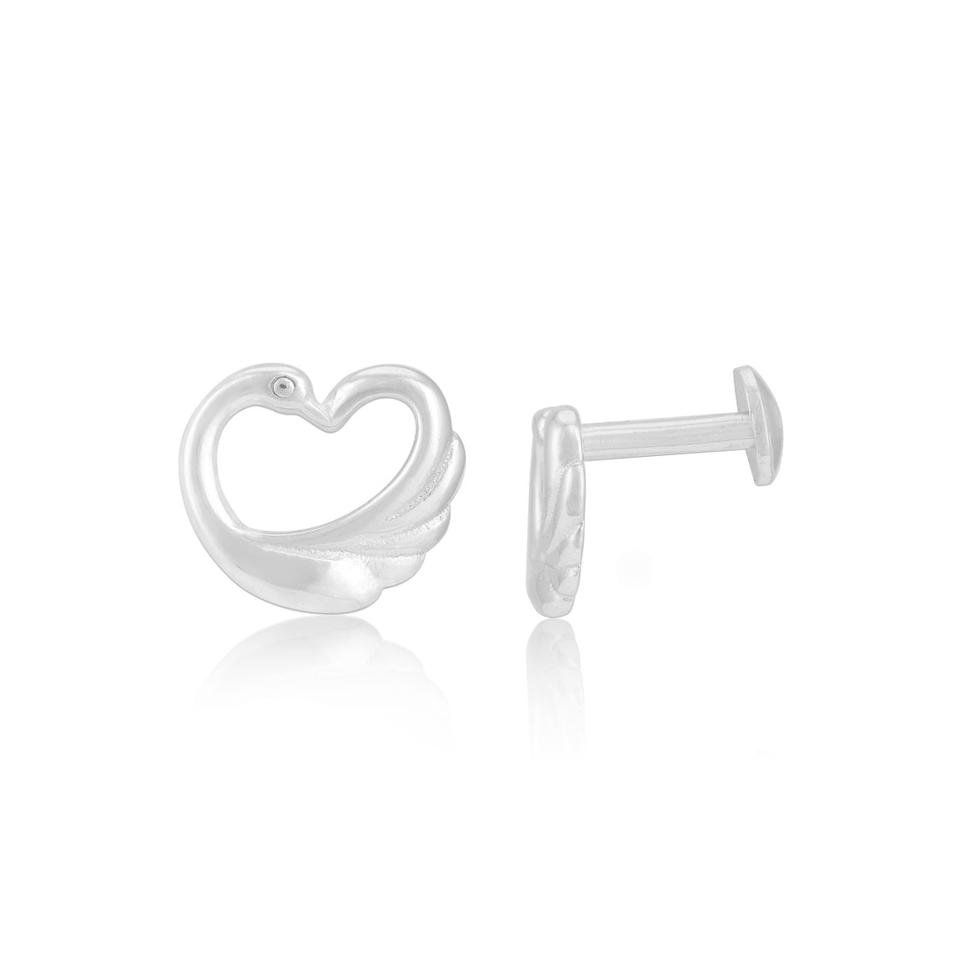 925 Sterling Silver Serene Swan Rhodium Plated Earrings for women