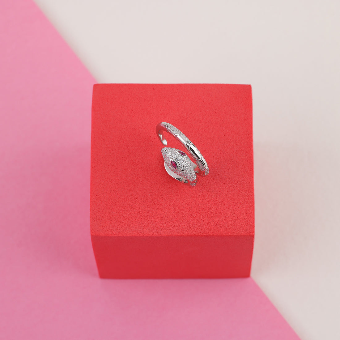 925 Sterling Silver Serpent Curve Charm Bracelet and Ring for Women