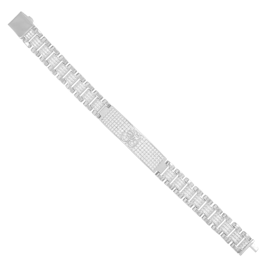 925 Sterling Silver Shanti Shine OM Symbol Rhodium Plated Bracelet for Men