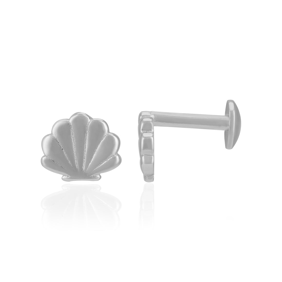 925 Sterling Silver Shell Muse Beachy Rhodium Plated Stud For Women