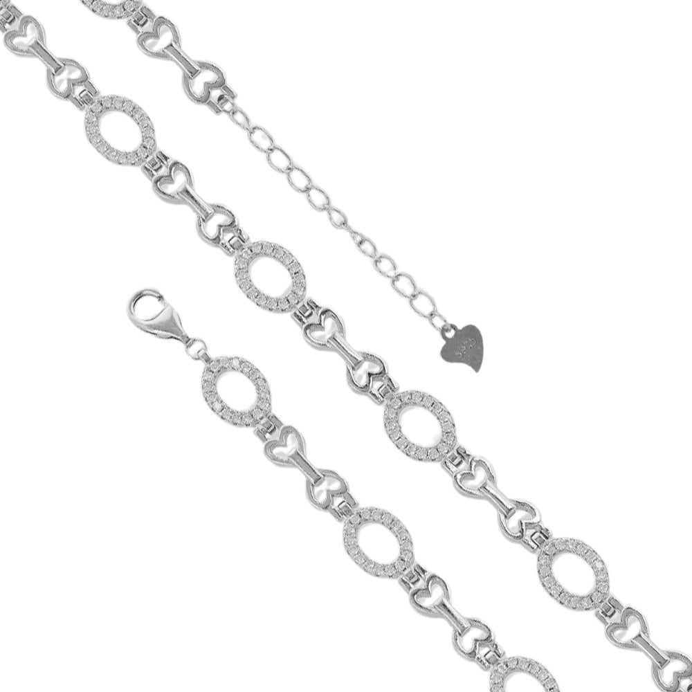 925 Sterling Silver Shiny Crystal Circles Rhodium Plated Bracelets For Kids